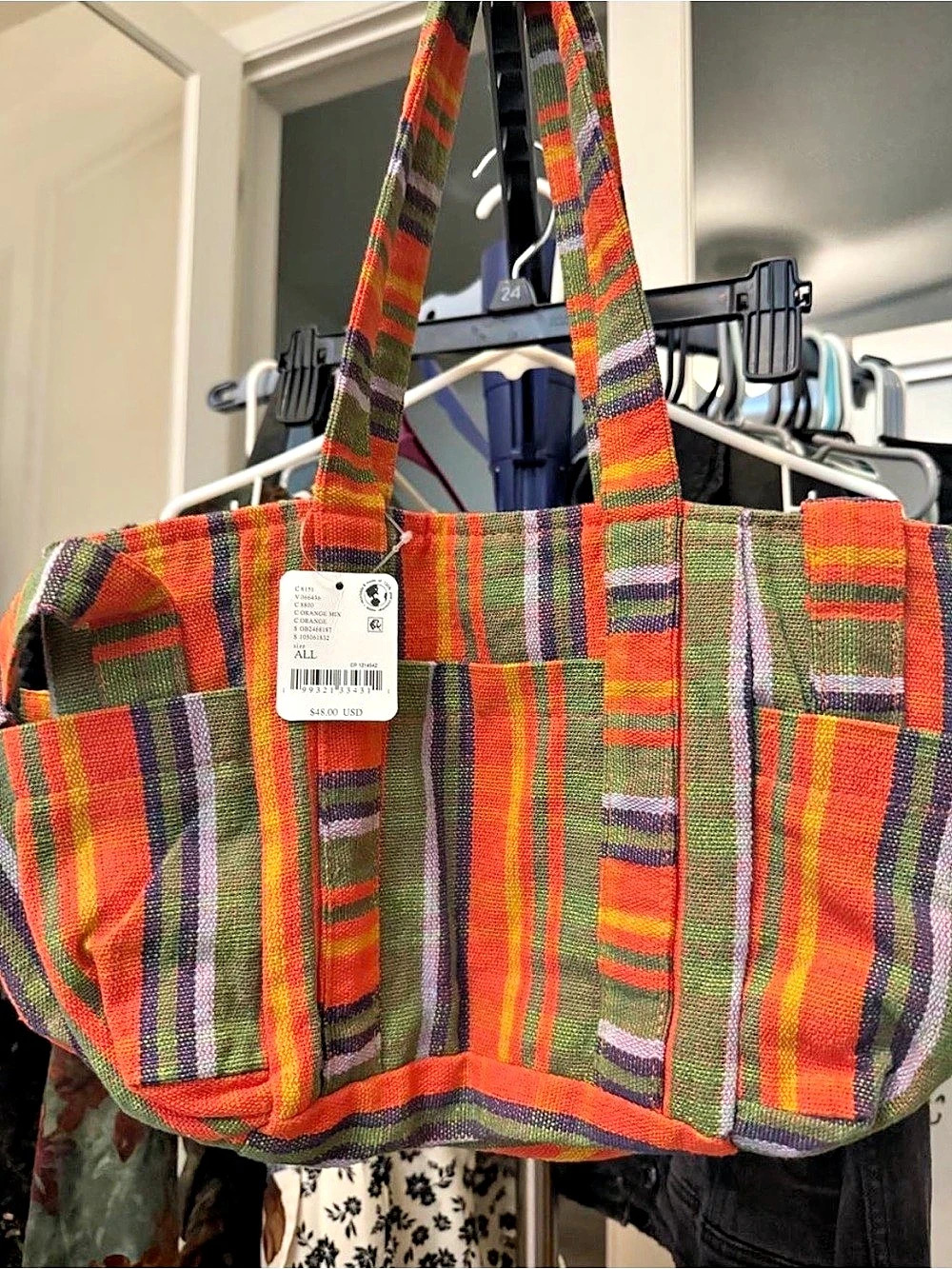Free People multi-colored plaid tote bag NWT